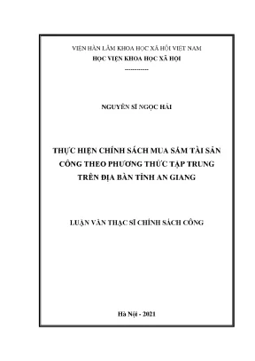 Luận văn thực hiện chính sách mua sắm tài sản công theo phương thức tập trung trên địa bàn tỉnh an giang