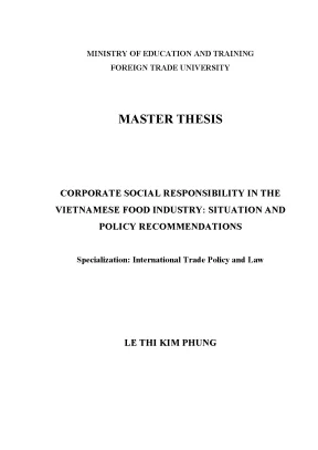 Luận văn corporate social responsibility in the vietnamese food industry situation and policy recommendations