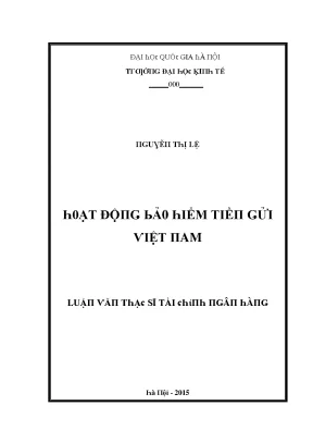 Luận văn hoạt động bảo hiểm tiền gửi việt nam