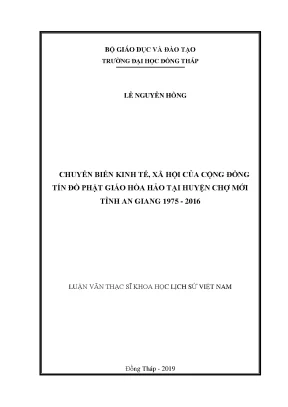 Luận văn chuyển biến kinh tế xã hội của cộng đồng tín đồ phật giáo hòa hảo tại huyện chợ mới tỉnh an giang 1975 2016