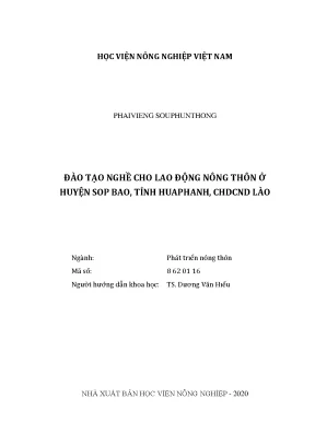 Đào tạo nghề cho lao động nông thôn ở huyện sop bao tỉnh huaphanh cộng hòa dân chủ nhân dân lào