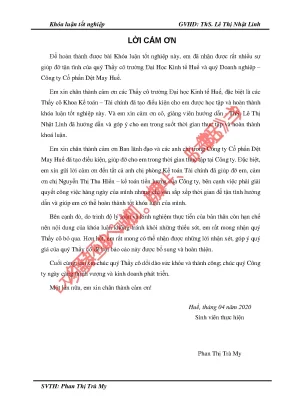 Luận văn kế tóan tiền lương và các khoản trích theo lương tại công ty cổ phần dệt may huế
