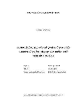 Luận văn đánh giá công tác đấu giá quyền sử dụng đất tại một số dự án trên địa bàn thành phố vinh nghệ an