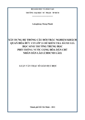 Luận văn âu hỏi trắc nghiệm khách quan hóa hữu cơ lớp 11 để kiểm tra đánh giá học sinh trường trung học phổ thông nước cộng hòa dân chủ nhân dân lào chdcnd lào