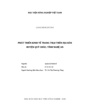 Phát triển kinh tế trang trại trên địa bàn huyện quỳ châu tỉnh nghệ an