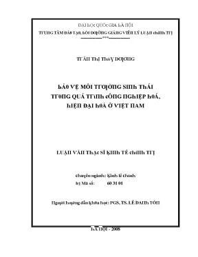 Luận văn bảo vệ môi trường sinh thái trong quá trình công nghiệp hóa hiện đại hóa ở việt nam