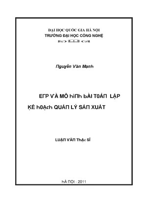 Luận văn erp và mô hình bài toán lập kế hoạch quản lý sản xuất thông tin