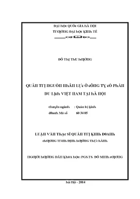 Luận văn quản trị nguồn nhân lực ở công ty cổ phần du lịch việt nam tại hà nội