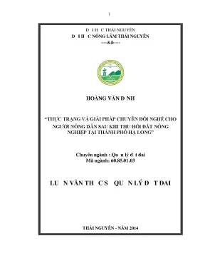 Luận văn thực trạng và giải pháp chuyển đổi nghề ch người nông dân sau khi thu hồi đất nông nghiệp tại thành phố hạ long