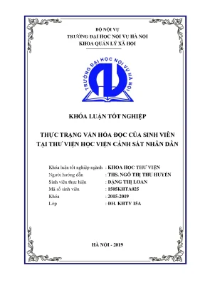 Luận văn thực trạng văn hóa đọc của sinh viên tại thư viện học viện cảnh sát nhân dân