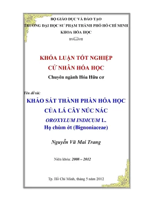Luận văn khảo sát thành phần hóa học của lá cây núc nác oroxylum indicum l họ chùm ớt nguyễn vũ mai trang