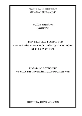 Biện pháp giáo dục đạo đức cho trẻ mầm non 5 6 tuổi thông qua hoạt động kể chuyện cổ tích