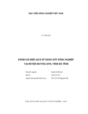 Luận văn đánh giá hiệu quả sử dụng đất nông nghiệp tại huyện hương sơn tỉnh hà tĩnh