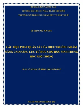 Luận văn các biện pháp quản lý của hiệu trưởng nhằm nâng cao năng lực tự học cho học sinh trung học phổ thông