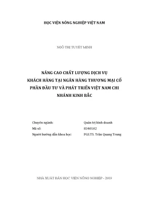 Luận văn nâng cao chất lượng dịch vụ khách hàng tại ngân hàng thương mại cổ phần đầu tư và phát triển việt nam chi nhánh kinh bắc