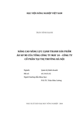 Luận văn nâng cao năng lực cạnh tranh sản phẩm áo sơ mi của tổng công ty may 10 công ty cổ phần tại thị trường hà nội