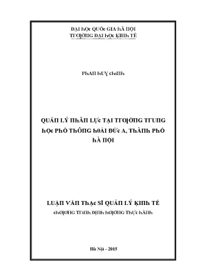 Luận văn quản lý nhân lực tại trường trung học phổ thông hoài đức a thành phố hà nội