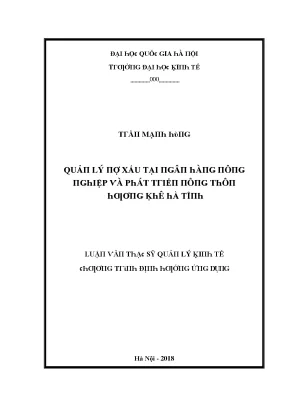 Luận văn quản lý nợ xấu tại ngân hàng nông nghiệp và phát triển nông thôn hương khê hà tĩnh