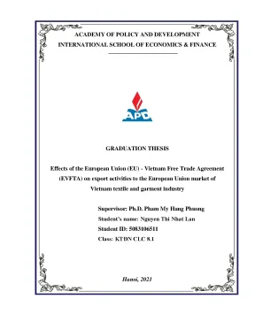 Luận văn effects of the european union eu vietnam free trade agreement evfta on export activities to the european union market of vietnam textile and garment industry