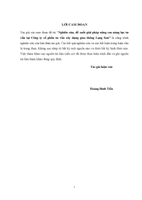 Luận văn nghiên cứu đề xuất giải pháp nâng cao năng lực tư vấn tại công ty cổ phần tư vấn xây dựng giao thông lạng sơn