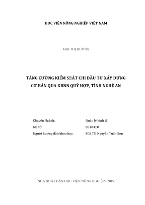 Luận văn tăng cường kiểm soát chi đầu tư xây dựng cơ bản qua kbnn quỳ hợp tỉnh nghệ an