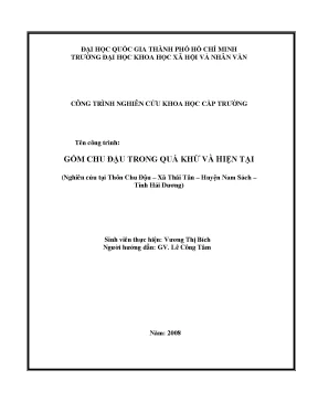 Gốm chu đậu trong quá khứ và hiện tại nghiên cứu tại thôn chu đậu xã thái tân huyện nam sách tỉnh hải dương công trình nghiên cứu khoa học cấp trường