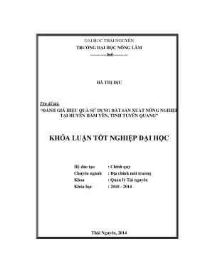 Luận văn đánh giá hiệu quả sử dụng đất sản xuất nông nghiệp tại huy ện hàm yên tỉnh tuyên quang