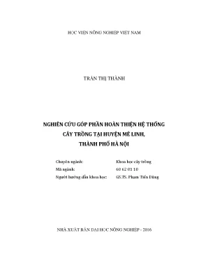 Luận văn nghiên cứu góp phần hoàn thiện hệ thống cây trồng tại huyện mê linh thành phố hà nội