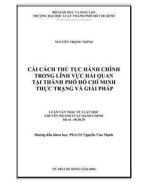 Cải cách thủ tục hành chính trong lĩnh vực hải quan tại thành phố hồ chí minh thực trạng và giải pháp