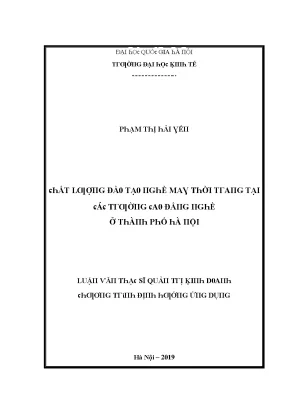 Luận văn chất lượng đào tạo nghề may thời trang tại các trường cao đẳng nghề ở thành phố hà nội
