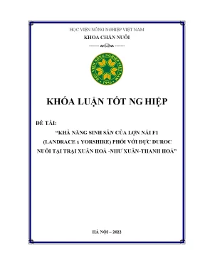 Khả năng sinh sản của lợn nái f1landrace x yorshire phối với đực duroc nuôi tại trại xuân hòa như xuân thanh hóa