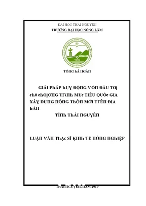 Luận văn giải pháp huy động vốn đầu tư cho chương trình mục tiêu quốc gia xây dựng nông thôn mới trên địa bàn tỉnh thái nguyên