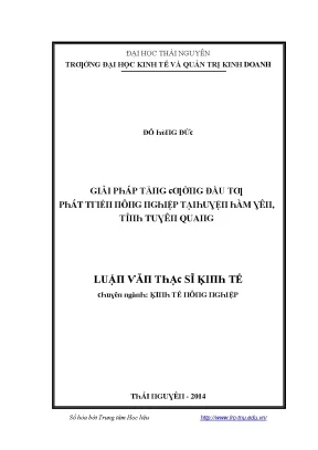 Luận văn giải pháp tăng cường đầu tư phát triển nông nghiệp tại huyện hàm yên tỉnh tuyên quang
