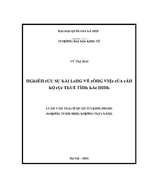 Luận văn nghiên cứu sự hài lòng về công việc của cán bộ cục thuế tỉnh bắc ninh