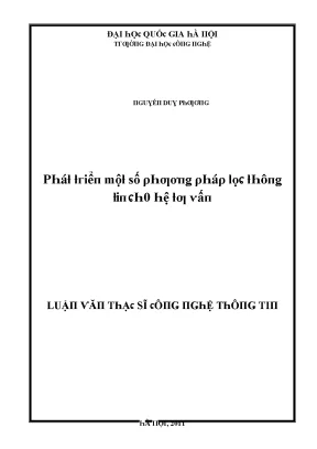 Luận văn phát triển một số phương pháp lọc thông tin cho hệ tư vấn