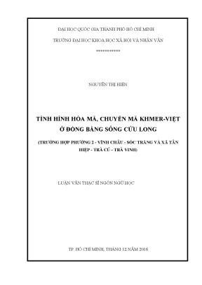 Tình hình hòa mã chuyển mã khmer việt ở đồng bằng sông cửu long trường hợp phường 2 vĩnh châu sóc trăng và xã tân hiệp trà cú trà vinh
