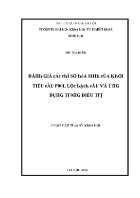 Luận văn thạc sĩ đánh giá các chỉ số hóa sinh của khối tiểu cầu pool lọc bạch cầu và ứng dụng trong điều trị vnu lvts004