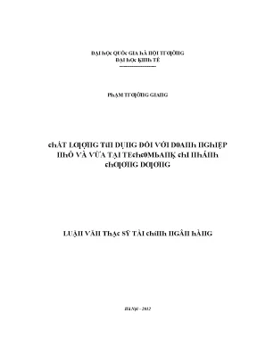 Luận văn chất lượng tín dụng đối với doanh nghiệp nhỏ và vừa tại techcombank chi nhánh chương dương