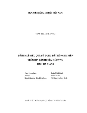 Luận văn đánh giá hiệu quả sử dụng đất nông nghiệp trên địa bàn huyện mèo vạc tỉnh hà giang