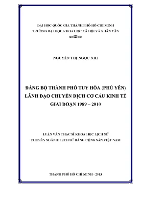 Đảng bộ thành phố tuy hòa phú yên lãnh đạo chuyển dịch cơ cấu kinh tế giai đoạn 1989 2010