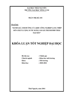 Luận văn đánh giá ảnh hưởng của nướcthải khu công nghiệp gang thép đến chất lượng nước suối cam giá thành phố thái nguyên