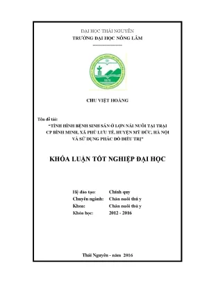 Luận văn tình hình bệnh sinh sản ở lợn nái nuôi tại trại chăn nuôi bình minh mỹ đức hà nội và sử dụng phác đồ điều trị
