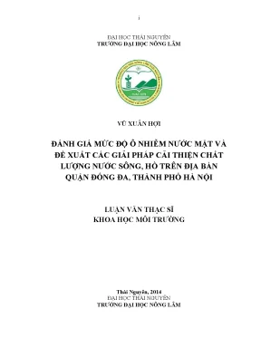 Luận văn đánh giá mức độ ô nhiễm nước mặt và đề xuất các giải pháp cải thiện chất lượng nước sông hồ trên địa bàn quận đống đa thành phố hà nội