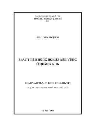 Luận văn phát triển nông nghiệp bền vững ở quảng bình