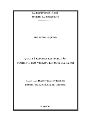 Luận văn quản lý tài chính tại trung tâm thông tin thư viện đại học quốc gia hà nội