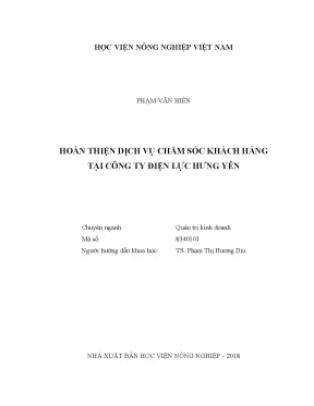 Luận văn hoàn thiện dịch vụ chăm sóc khách hàng tại công ty điện lực hưng yên