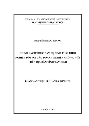 Luận văn chính sách thúc đẩy hệ sinh thái khởi nghiệp đối với các doanh nghiệp nhỏ và vừa trên địa bàn tỉnh tây ninh