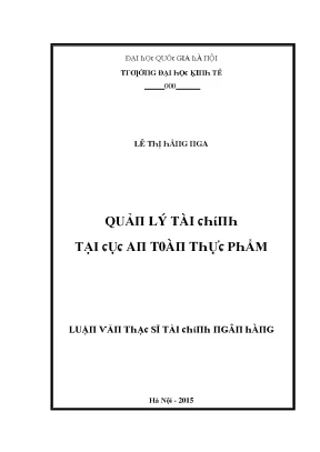 Luận văn quản lý tài chính tại cục an toàn thực phẩm