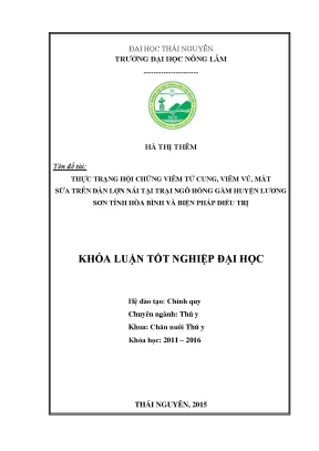 Luận văn thực trạng hội chứng viêm tử cung viêm vú mất sữa trên đàn lợn nái tại trại ngô hồng gấm huyện lương sơn tỉnh hòa bình và biện pháp điều trị
