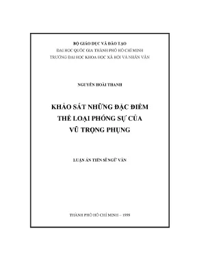 Luận văn khảo sát những đặc điểm thể loại phóng sự của vũ trọng phụng